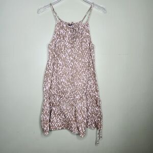 J Crew Sleeveless Dress Beige White Strappy Flowy Keyhole Mini Y2K Cotton Small